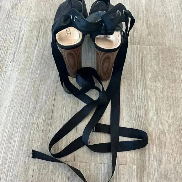 Womens JustFab Black Peep Toe Wrap Heels - 7.5 - Picture 6 of 10